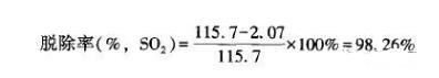 SO2在正常運營階段的脫除效率