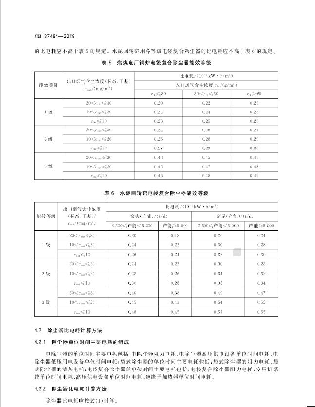 GB 37484-2019 除塵器能效限定值及能效等級